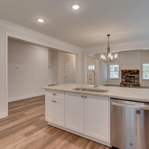 Kitchen plus Stone Fireplace
